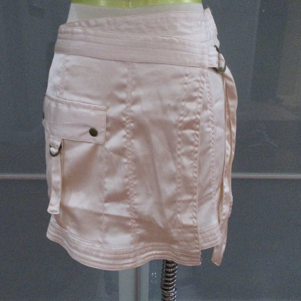 By Anthropologie Cargo Style Faux Wrap Satin Effect Mini Skirt